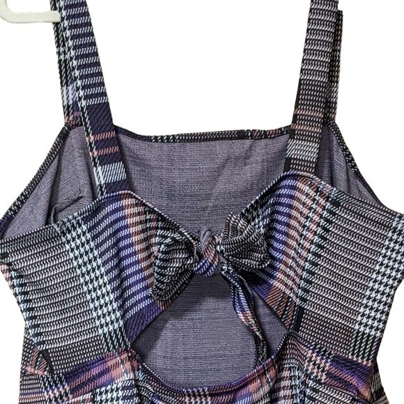 Rue + plaid pleated jumper dress tie back layering short 2X approximate - Picture 6 of 9